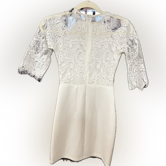 White dress with lace sleeves- Haoduoyi - Picture 2 of 6